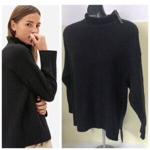 Grace NEW The Perfect Fit Oversized Wool Knit Mock Neck Side Slits Sweater Top M